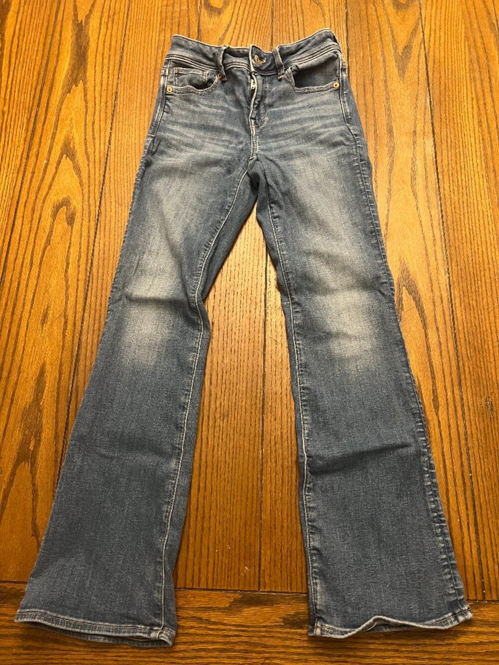 American Eagle Kick Boot Jeans Womens 0 Short Medium Wash Stretch Bootcut